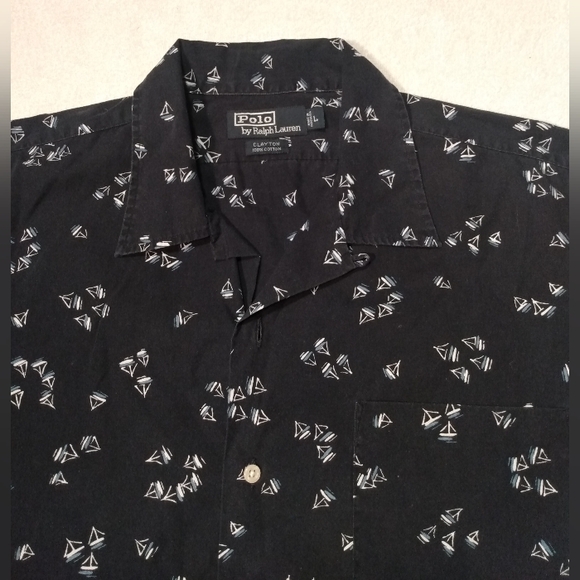 Vintage POLO Ralph Lauren All Over Boat Print Clayton Camp Button up Shirt L/XL - Picture 3 of 9